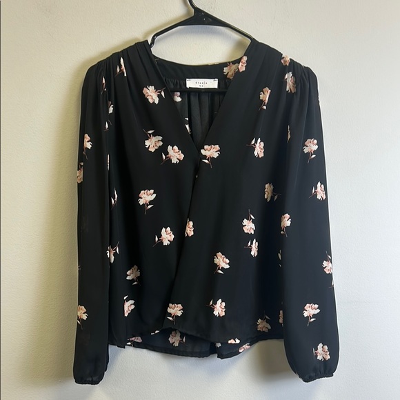 Elodie Tops - Elodie Black Long Sleeve Wrap Blouse
